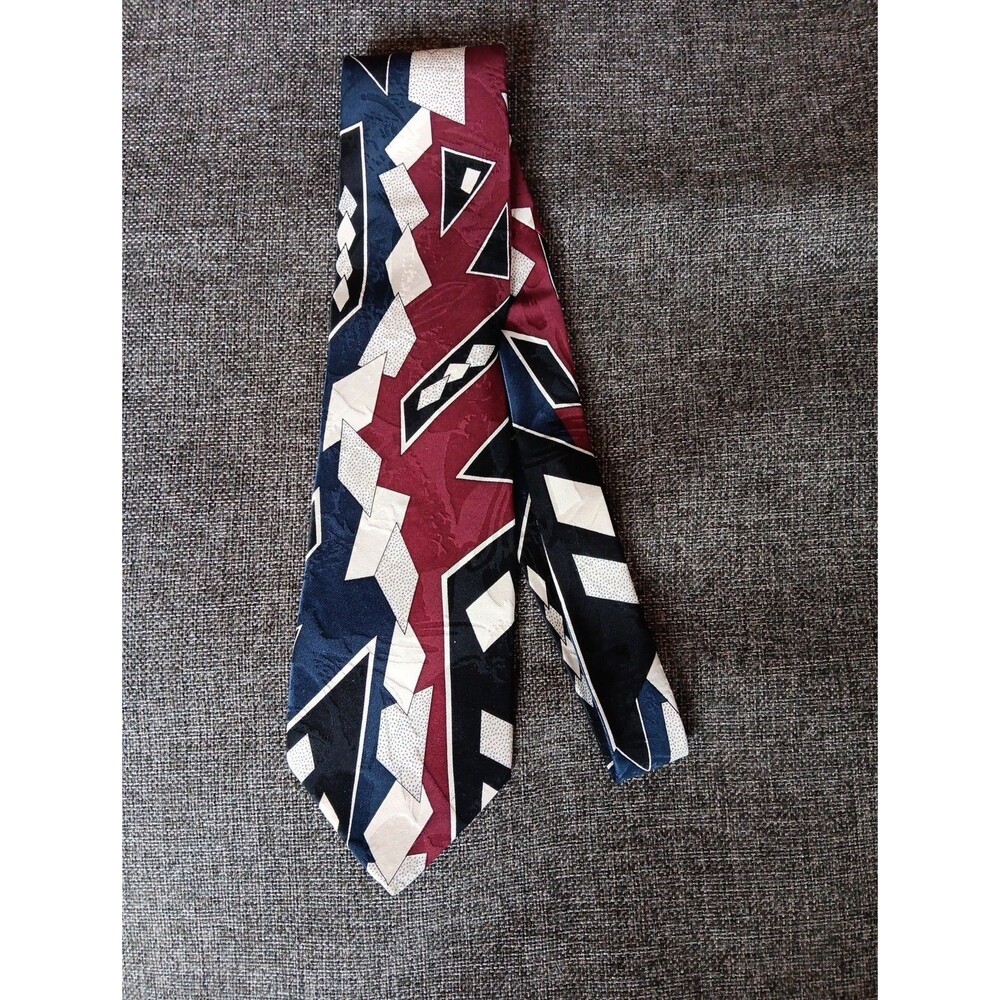 Tie 70s 80s 90s Y2K Mens Austin Grey Silk Blue Red Black Ivory 3.75 Wide 56 Long